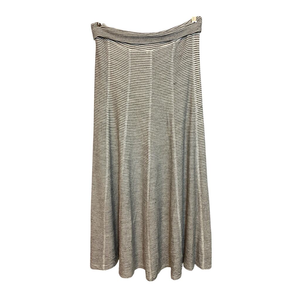Monteau Black and White Striped Textured Knit Sweater Fall Midi Skirt Medium